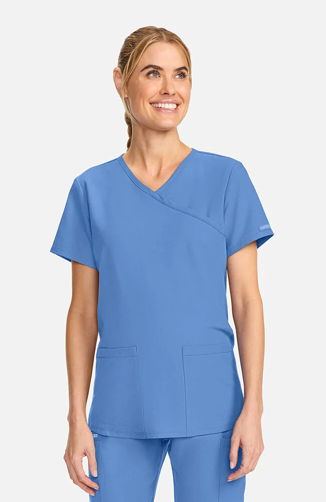 Ultra Maternity 2-Pocket Mock Wrap Scrub Top