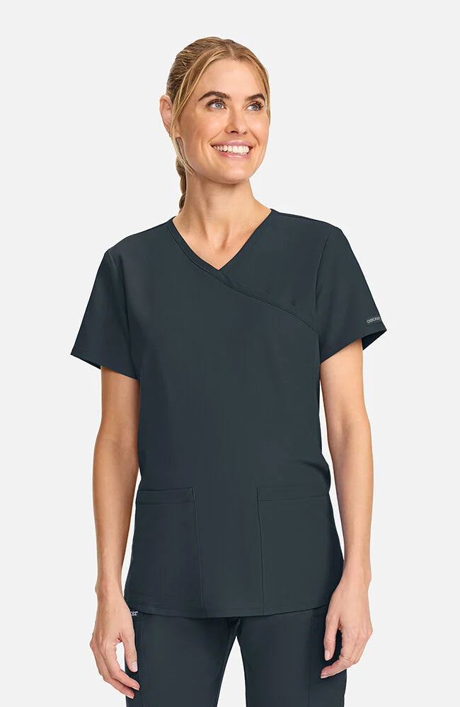 Ultra Maternity 2-Pocket Mock Wrap Scrub Top