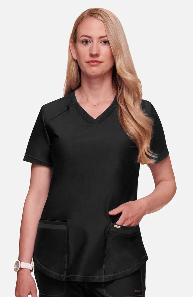 FORM Curved Hemline V-Neck Top