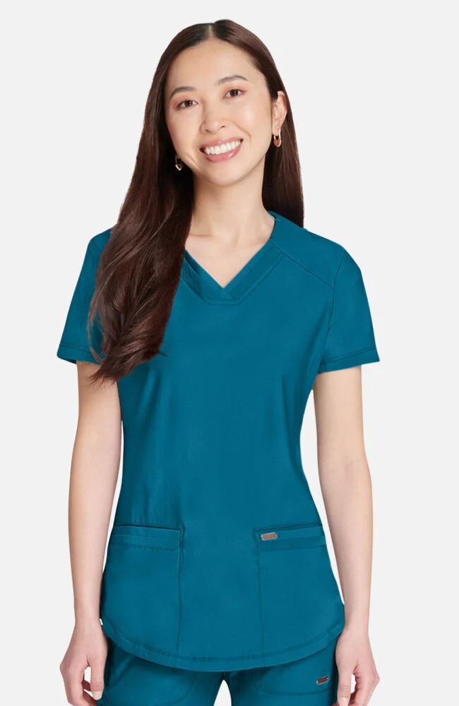 FORM Curved Hemline V-Neck Top