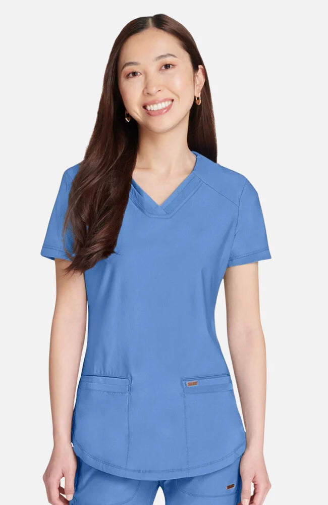 FORM Curved Hemline V-Neck Top