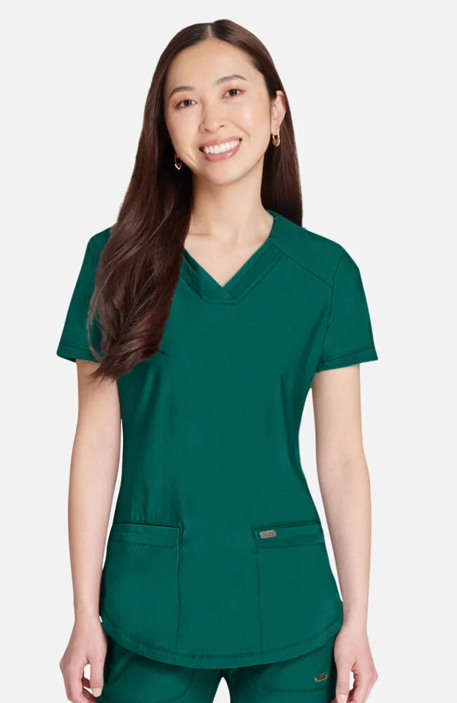 FORM Curved Hemline V-Neck Top
