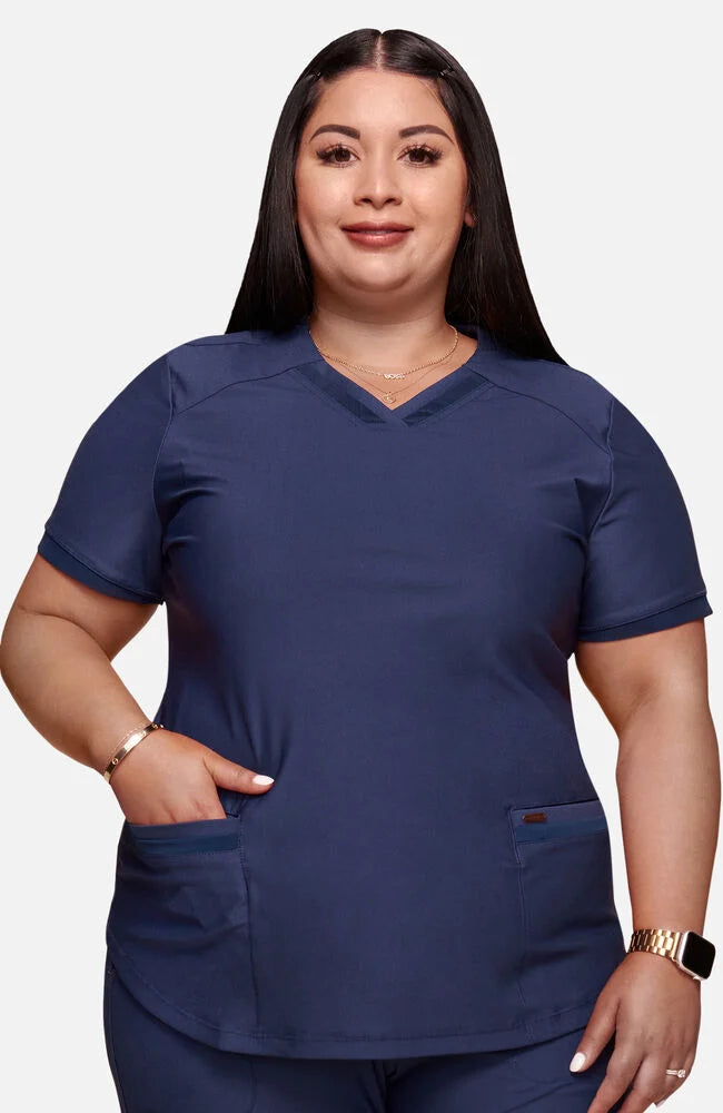 FORM Curved Hemline V-Neck Top