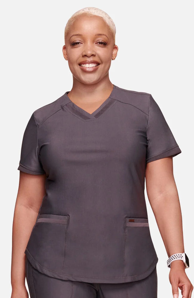 FORM Curved Hemline V-Neck Top