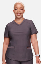 FORM Curved Hemline V-Neck Top