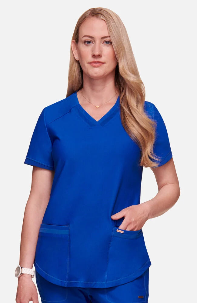 FORM Curved Hemline V-Neck Top