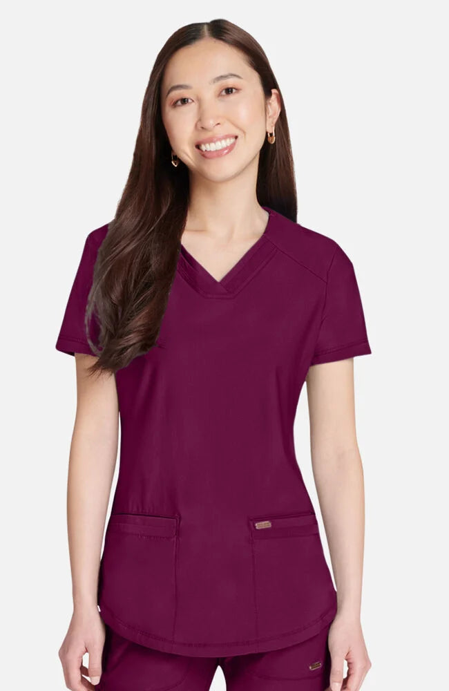 FORM Curved Hemline V-Neck Top