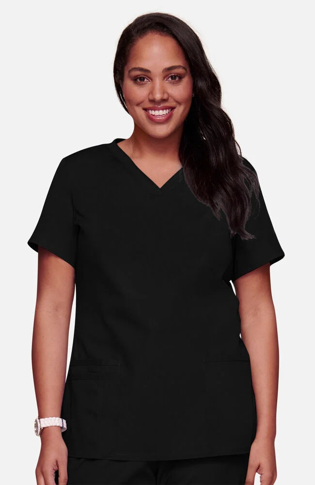 Knit V-Neck Solid Scrub Top