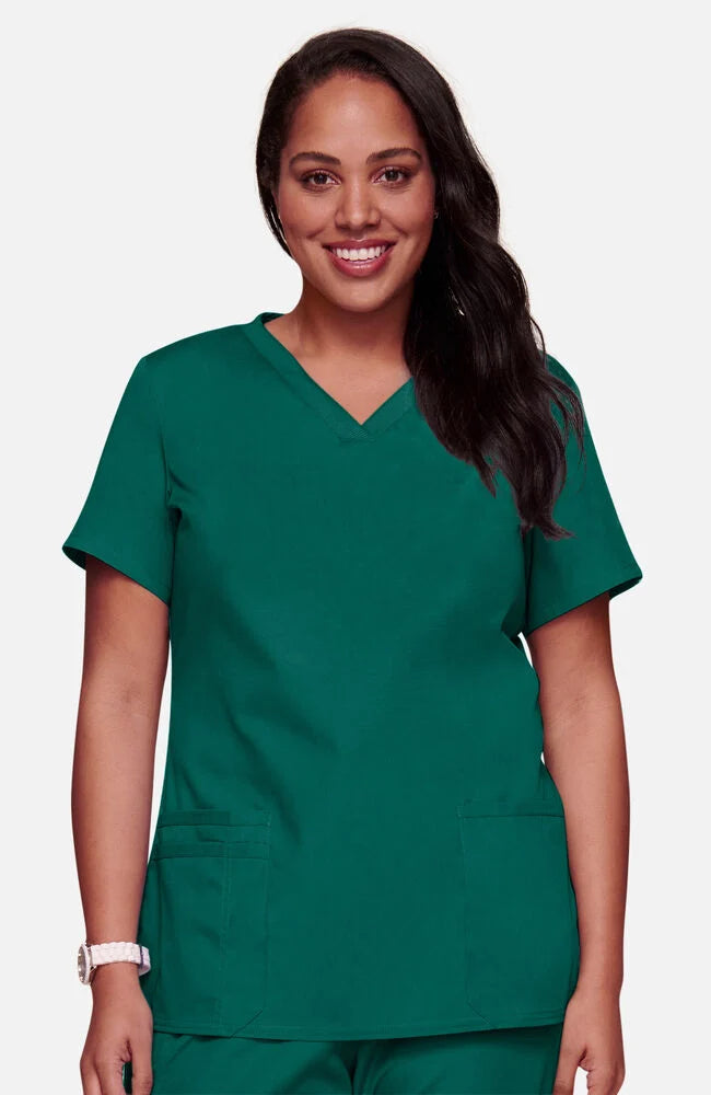 Knit V-Neck Solid Scrub Top
