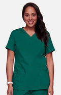 Knit V-Neck Solid Scrub Top