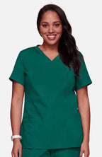 Knit V-Neck Solid Scrub Top