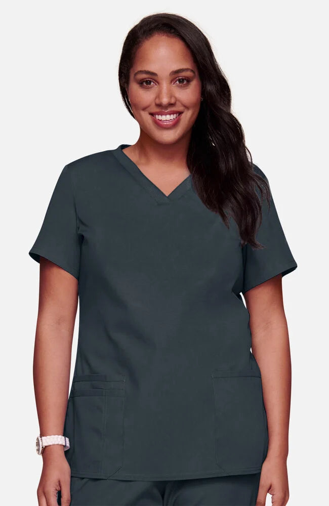 Knit V-Neck Solid Scrub Top