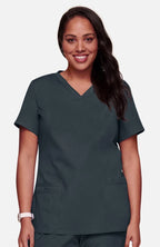 Knit V-Neck Solid Scrub Top