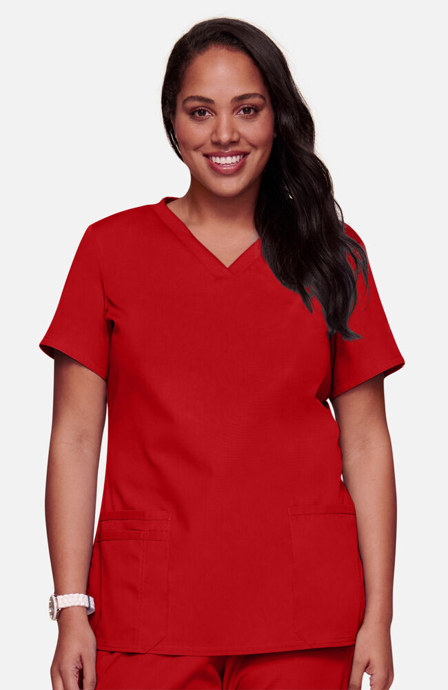 Knit V-Neck Solid Scrub Top
