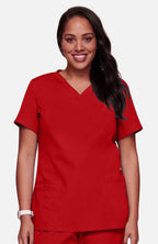 Knit V-Neck Solid Scrub Top