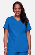Knit V-Neck Solid Scrub Top