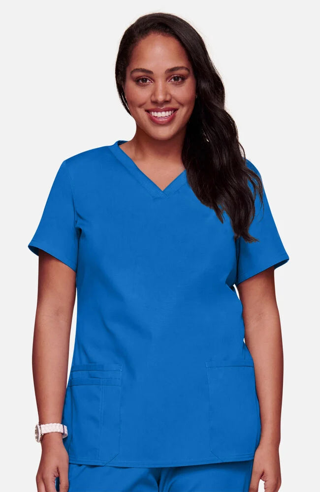 Knit V-Neck Solid Scrub Top