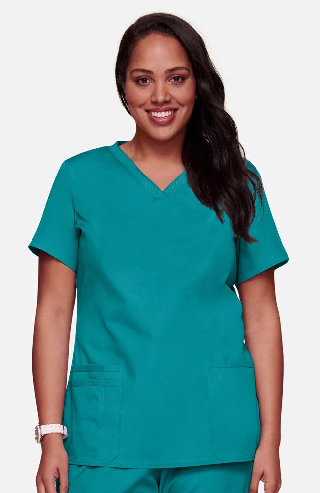 Knit V-Neck Solid Scrub Top