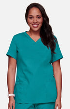 Knit V-Neck Solid Scrub Top