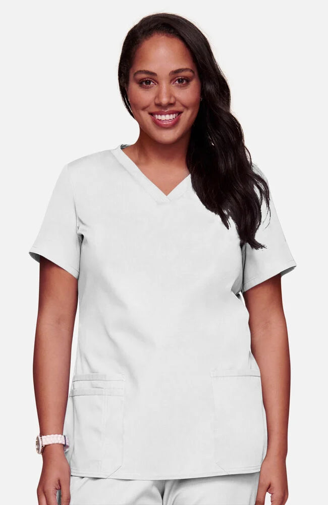 Knit V-Neck Solid Scrub Top