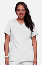 Knit V-Neck Solid Scrub Top